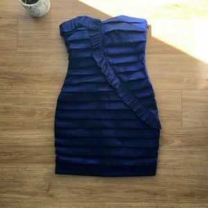 Blue Mini Tube Top Bodycon Dress